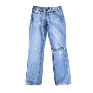 Madewell Light Wash Distressed Straight Leg Slim Boy Festival 5 Pocket‎ Jeans 24